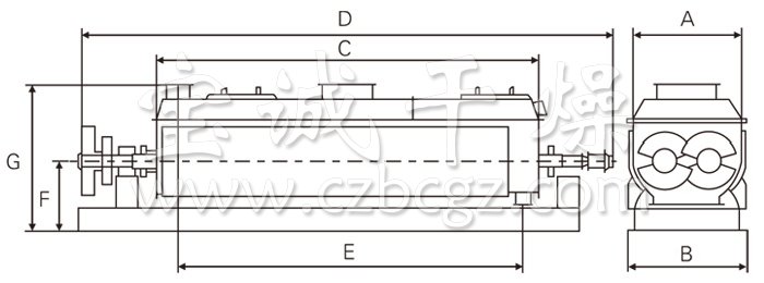 空心桨叶干燥机结构示意图 空心桨叶干燥机结构示意图